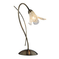 Lily - stolová lampa rustikálna - sklo - antický bronz