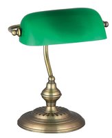 BANK - bankérska lampa - antický bronz-zelené sklo
