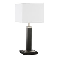 WAVERLEY - stolová lampa - hnedé drevo + biely textil -450mm