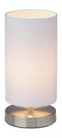 CLARIE - stolová lampa - chróm+textil - biela - 255mm