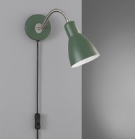LOLLAND Honsel - nástenná lampa - zelený kov+matný nikel