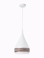WEBBY Redo - závesná lampa - biely kov/hnedý textil- ø 260mm
