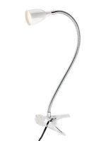 NOMAD Redo - štipcová LED lampa - biely kov + chróm - 415mm