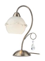 VERA Redo - stolová lampa rustik - mosadz+sklo+krištáľ