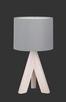 GING Trio - lampa stolná - drevo+šedý textil - 300mm