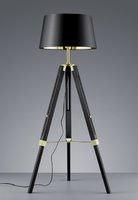 GENT Trio - stojan.lampa - zlato-čierna - drevo+textil