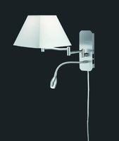 HOTEL Trio - nástenná lampa - LED+E14 - nikel+biely textil