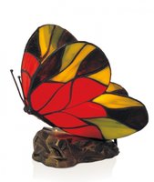 LT1204 Rouge Artistar - stolná lampa z Tiffany skla - motýľ 