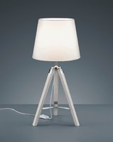 TRIPOD Trio - stolná lampa - biele drevo+textil - 575mm