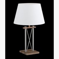 X Honsel - stolná lampa - biely textil+nikel+dekor dreva