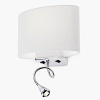 ENJOY Redo - nástenná lampa - chróm + biely textil - E27+LED