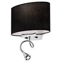ENJOY Redo - nástenná lampa - chróm+ čierny textil - E27+LED