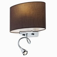 ENJOY Redo - nástenná lampa - chróm + hnedý textil - E27+LED