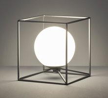 GABBIA Trio - lampa stolová - 220mm - čierny kov/biele sklo