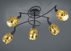 CHOKE Trio - lampa bodová stropná - čierny kov+zlatý plast