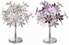 FLOWER Trio - stolová lampa - číre a farebné kvety - 350mm