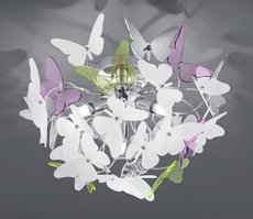 BUTTERFLY Trio - svetlo stropné - číre + farebné motýle 