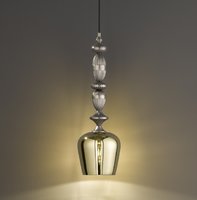 TOWER Honsel - závesná lampa - kov/čierny nikel+zlaté sklo
