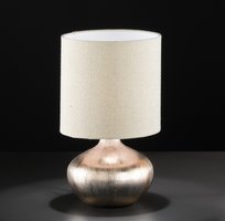 ELY Honsel - svietidlo stolné - zlatá keramika/béžový textil