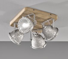 OLD Honsel - bodové svietidlo na strop - antický zinok+drevo