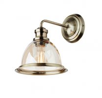 EDEL Redo - lampa nástenná - kov/mosadz+sklo jantár