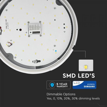 Led dome light samsung chip 15w, ip65, mikrovlnný senzor, stropné/ nástenné, okrúhle, 6400k - 803-i3_1094