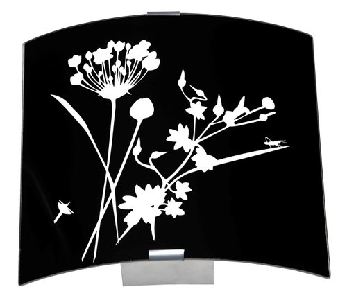 PANAMA - svietidlo na stenu čiernej farby s bielymi kvetmi