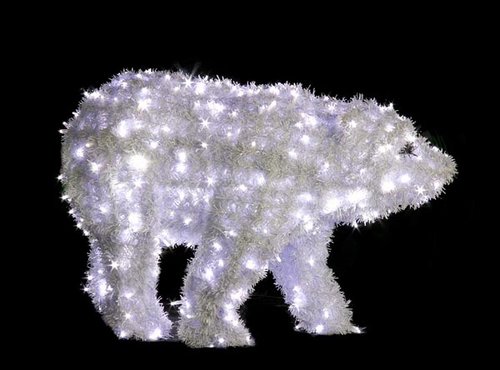 Medveď biely s LED diódami, výška 450mm x 800mm - OMV-01-L 