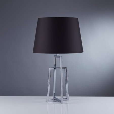 YORK - stolová lampa - textil+kov - 600mm - čierna+chróm