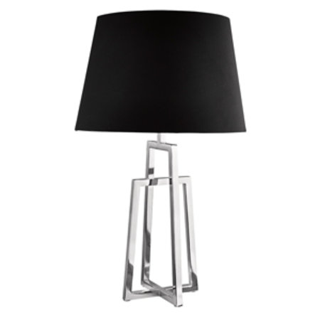 YORK - stolová lampa - textil+kov - 600mm - čierna+chróm