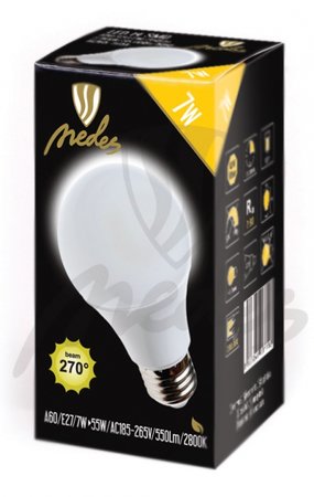 LED žiarovka SMD Epistar - E27 - 7W/550lm - teplá biela 