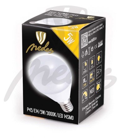 LED žiarovka SMD Epistar iluminačná - E14/5W - teplá biela