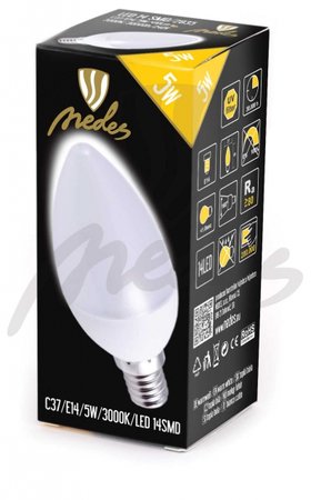 LED žiarovka SMD Epistar sviečková - E14/5W - teplá biela