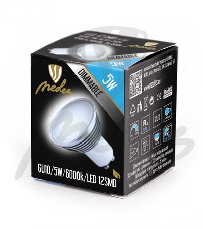 LED žiarovka stmievateľná - GU10/5W/430lm - studená biela