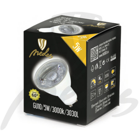LED žiarovka  Lens-Epistar - GU10/5W/410lm - teplá biela