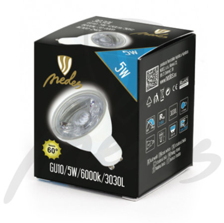 LED žiarovka Lens-Epistar - GU10/5W/450lm - studená biela
