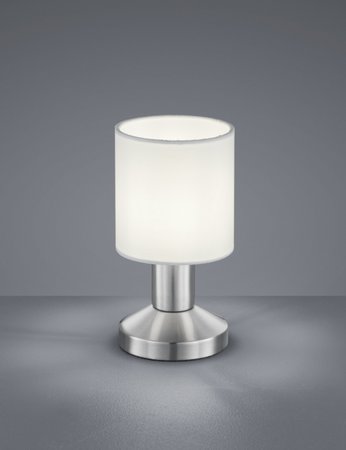 GARDA Trio - stolná lampa - biely textil + kov - 180mm