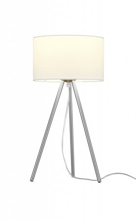 TRIPOLIS Trio - stolová lampa - biely textil+nikel - 500mm