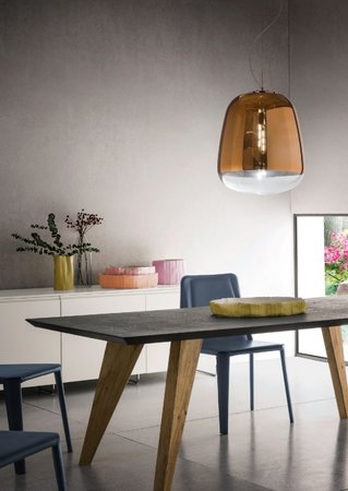 POUND Redo - závesná lampa - medený kov+sklo - 450mm x 640mm