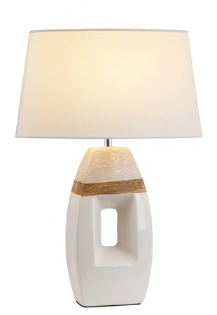 LEAH Rabalux - stolná lampa - keramika/textil - bielo-hnedá