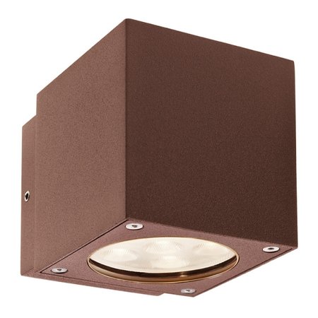 BOX Redo - LED lampa nástenná - hrdzavohnedý kov+sklo - 92mm