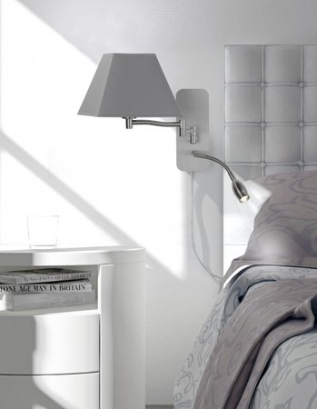 HOTEL Trio - nástenná lampa - LED+E14 - nikel+šedý textil