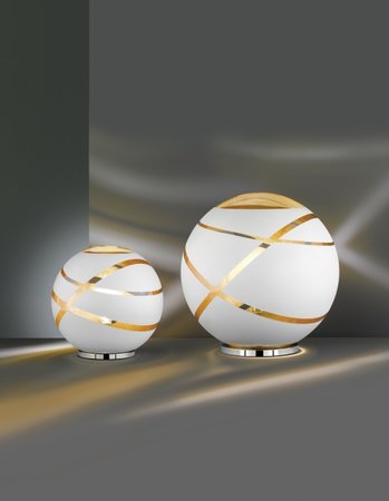 FARO Trio - stolná lampa - bielo-zlaté sklo - ø 300mm