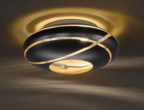 FARO Trio - stropná lampa - čierno-zlaté sklo - ø 400mm