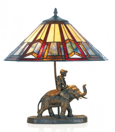 LPTS02+DP1544 Artistar - stolová lampa - Tiffany sklo - slon