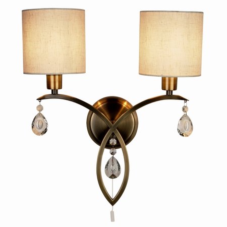 ALBERTO Searchlight - nástenná lampa - bronz/krištáľ/textil