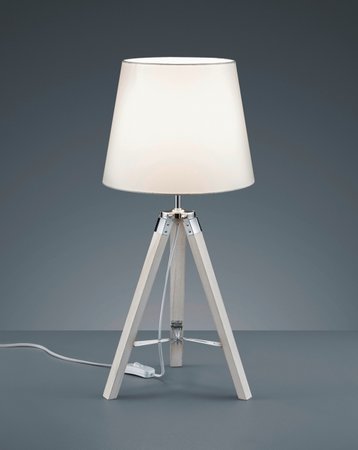 TRIPOD Trio - stolná lampa - biele drevo+textil - 575mm