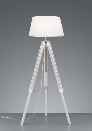 TRIPOD Trio - stojanová lampa - biele drevo+textil - 1430mm