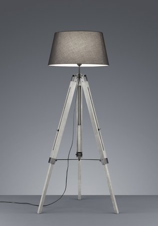 TRIPOD Trio - stojanová lampa - šedé drevo+textil - 1430mm