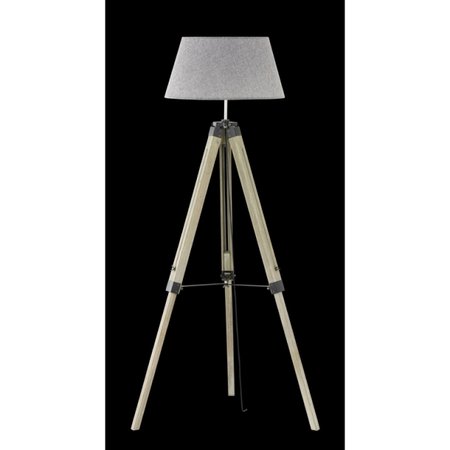 STAGE Honsel - stojanová lampa- šedé drevo/textil+čierny kov